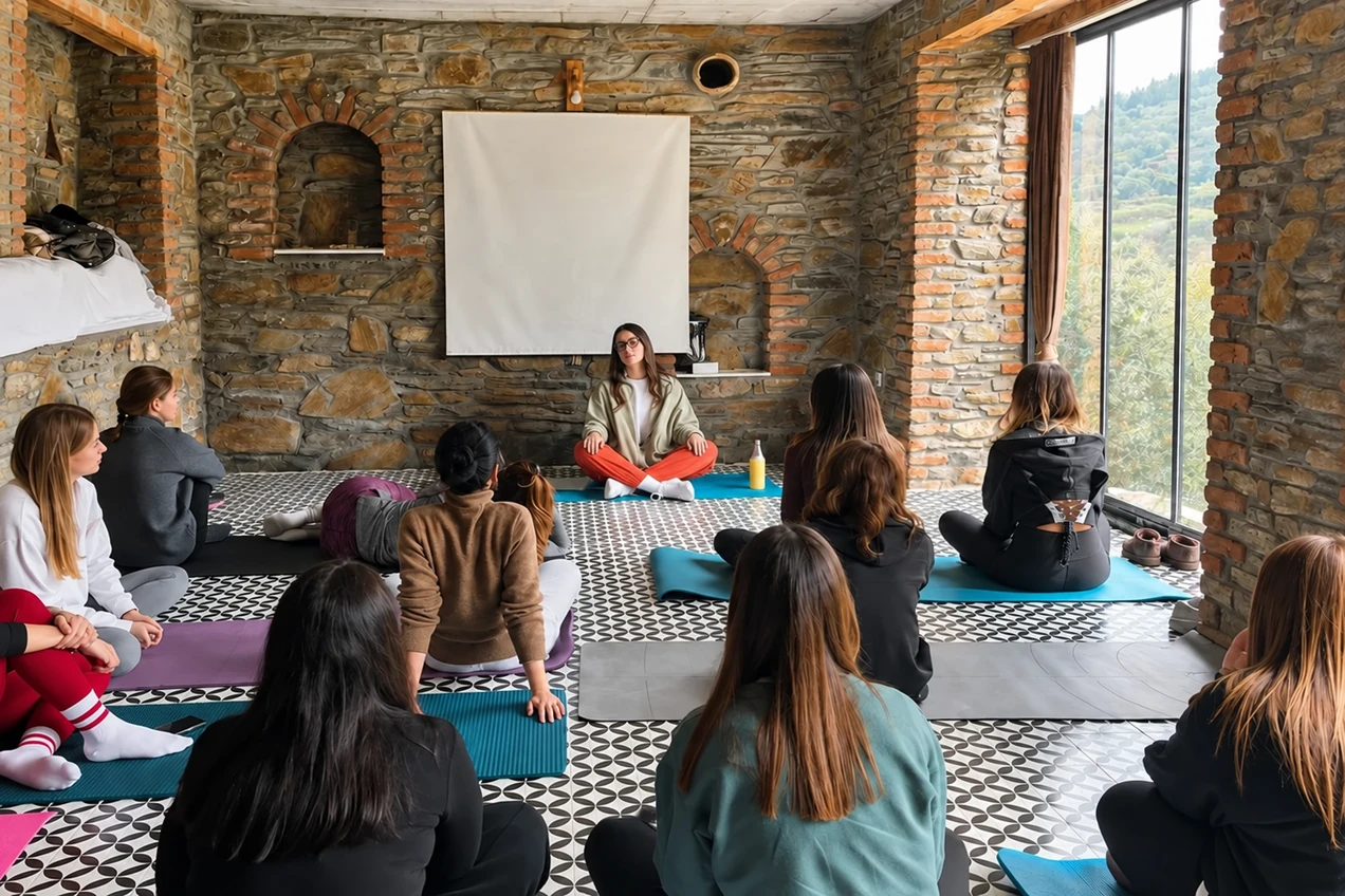 Kırkınca’nın gerçek taş duvarlı salonunda yoga buluşması